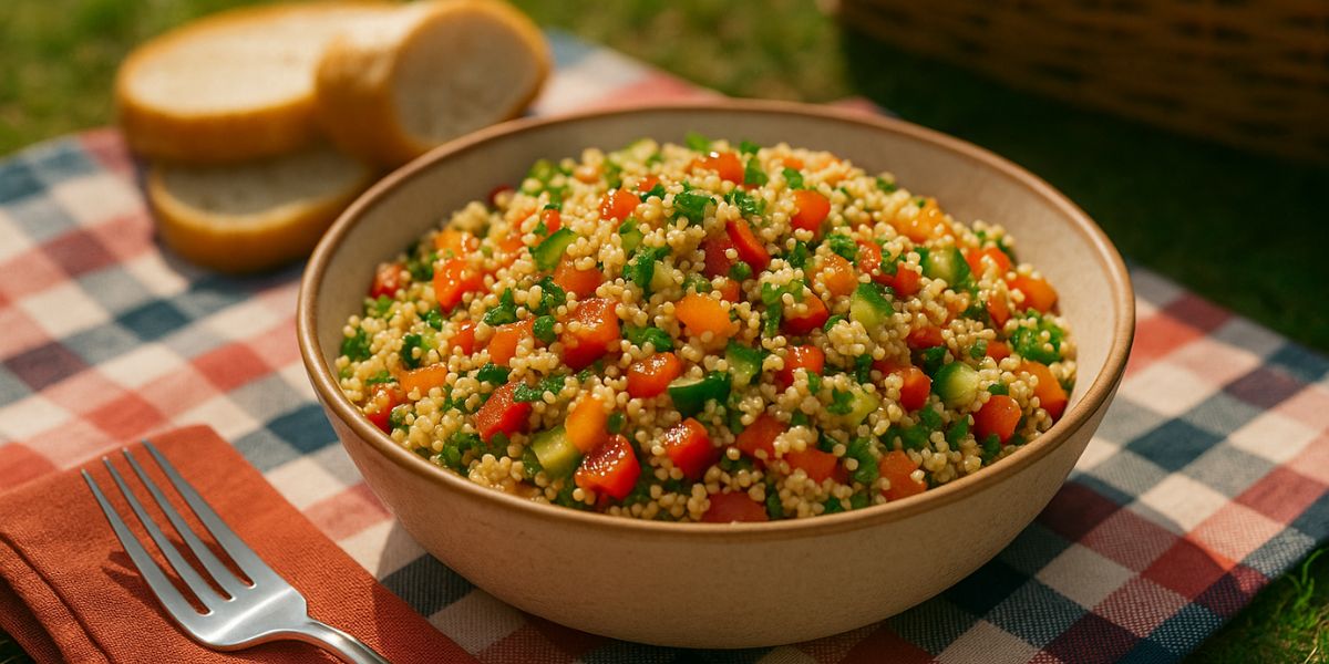 Mediterraner Couscous-Salat mit Gemüse & Feta