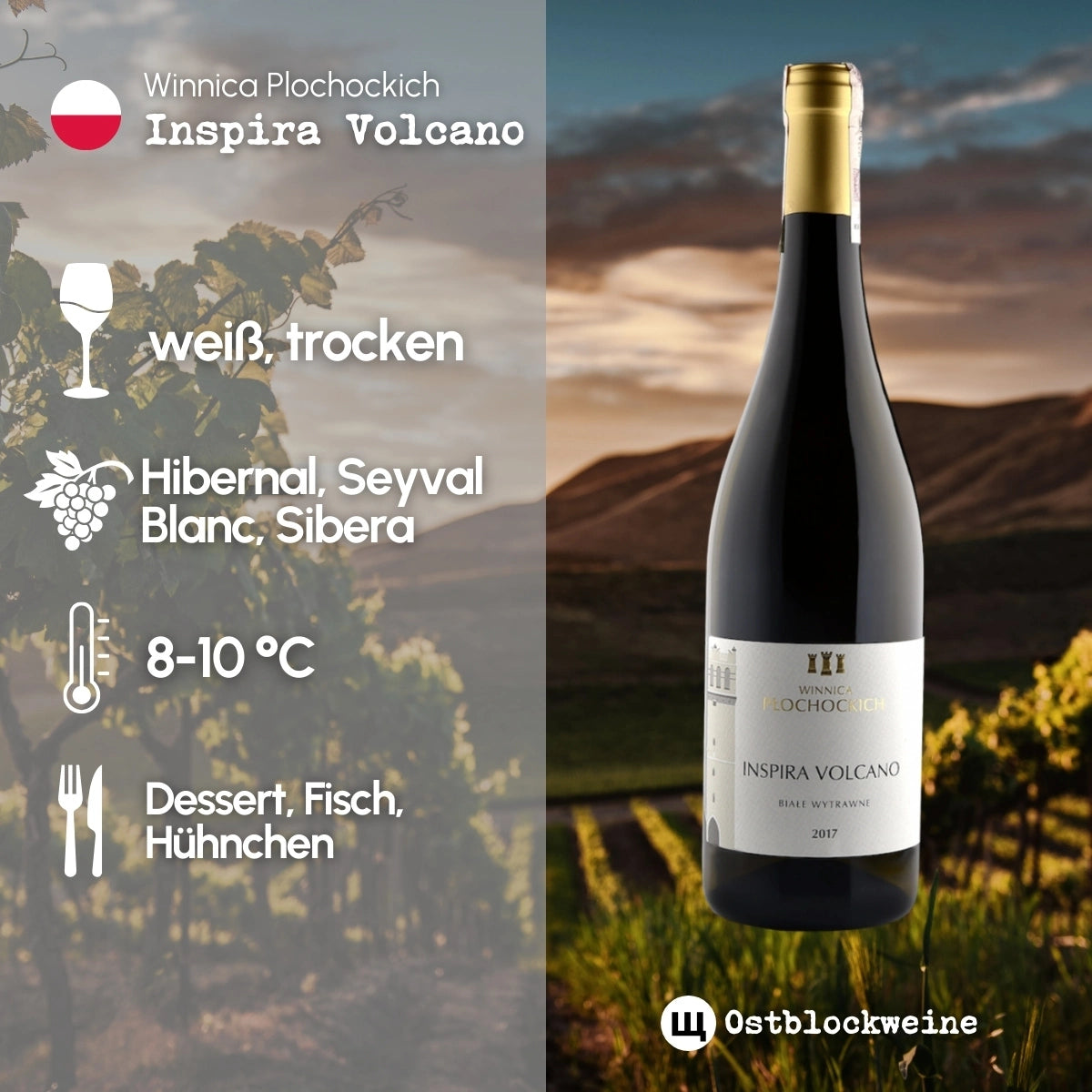 Inspira Volcano 2022 - Weißwein trocken aus Polen - Winnica Plochockich