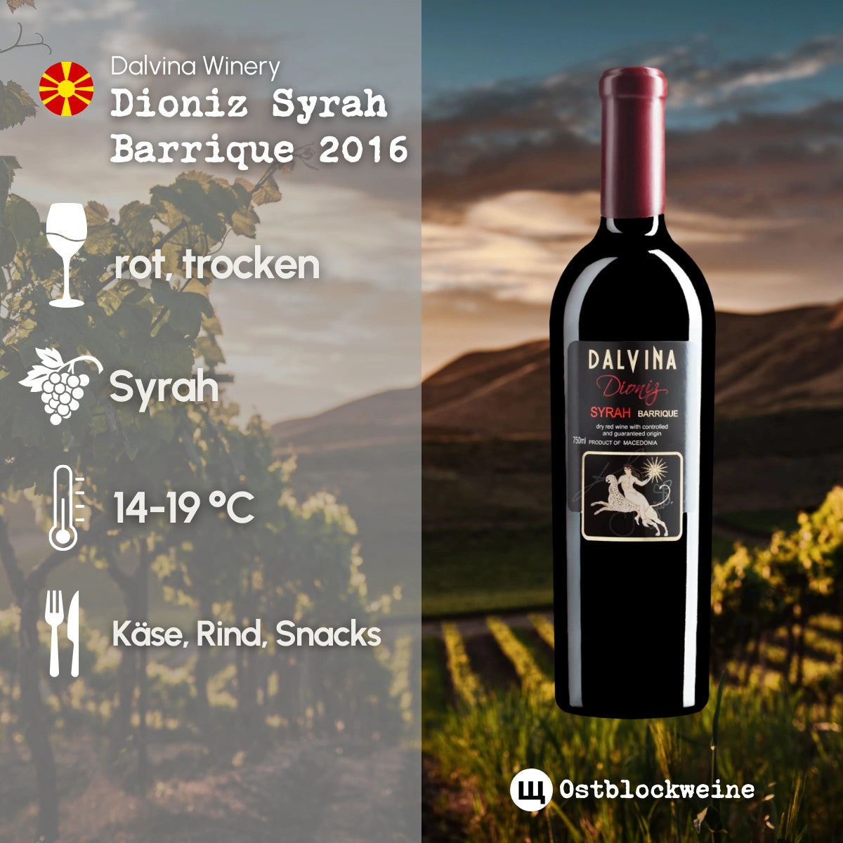 Dioniz Syrah Barrique 2016 - Rotwein trocken aus Nordmazedonien