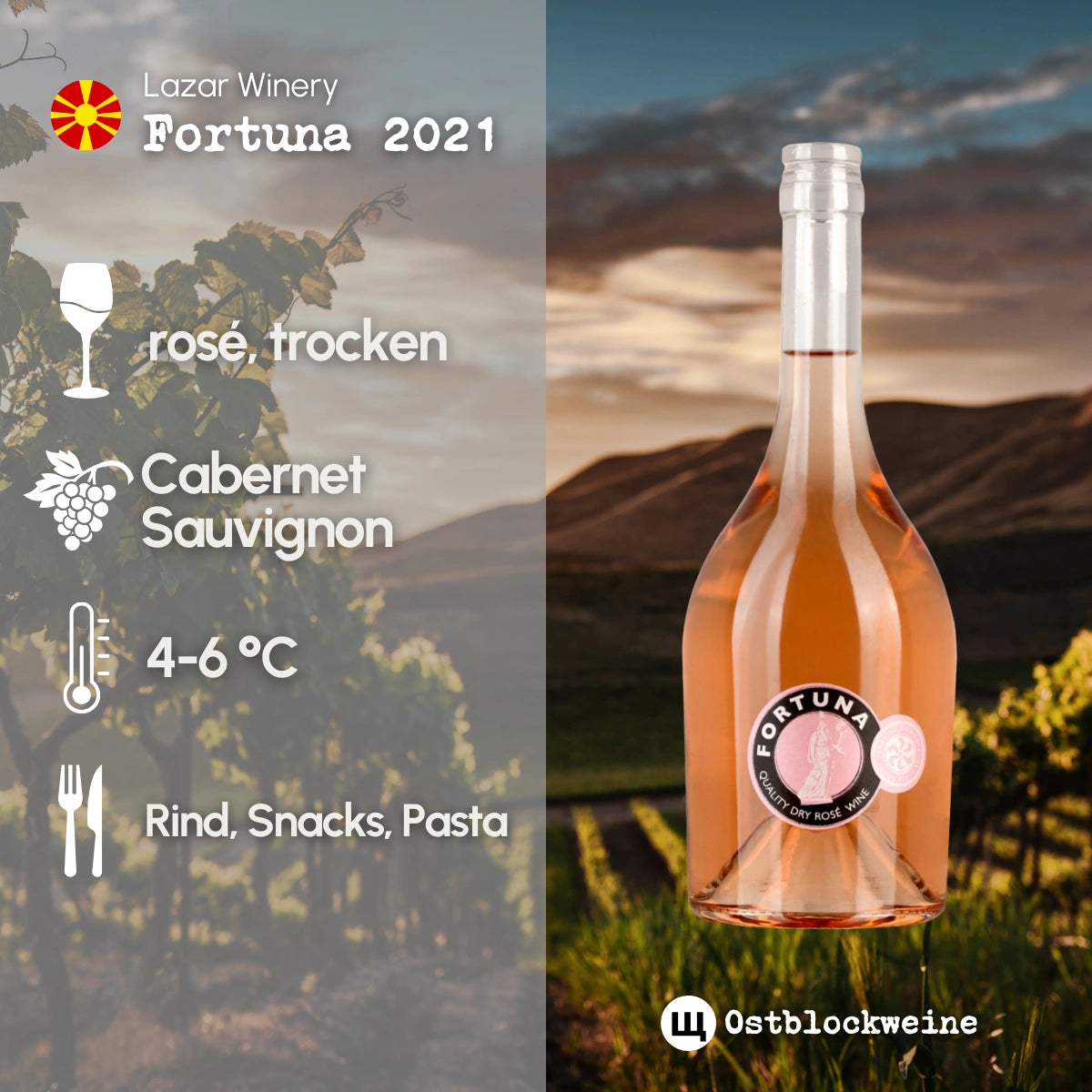 Fortuna Rosé 2021 - trocken aus Mazedonien