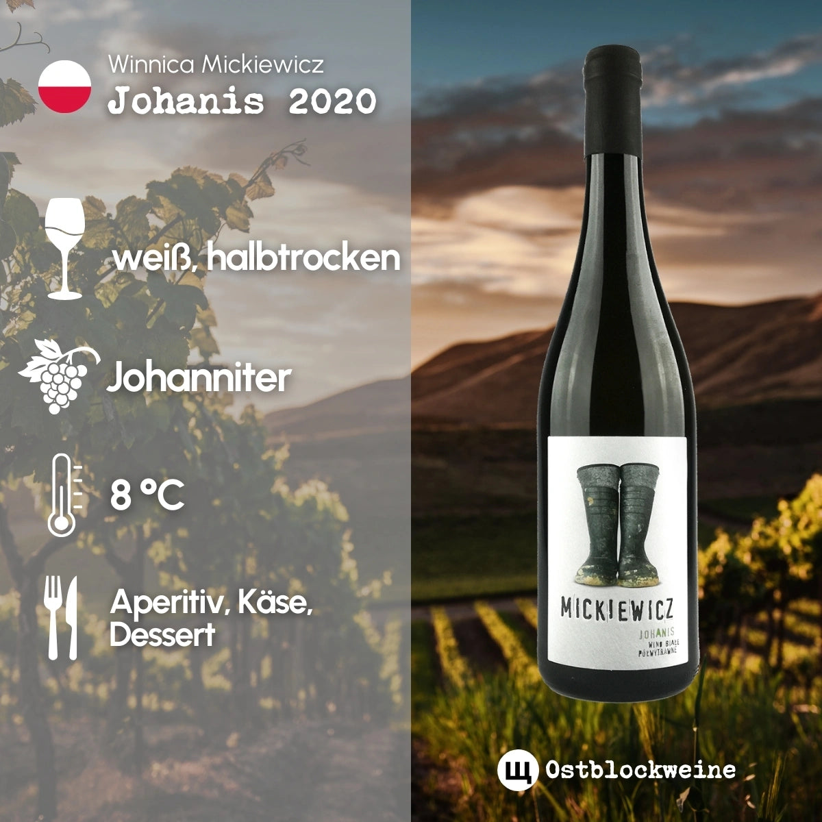 Johanis 2020 - Weißwein halbtrocken aus Polen - Winnica Mickiewicz - ostblockweine