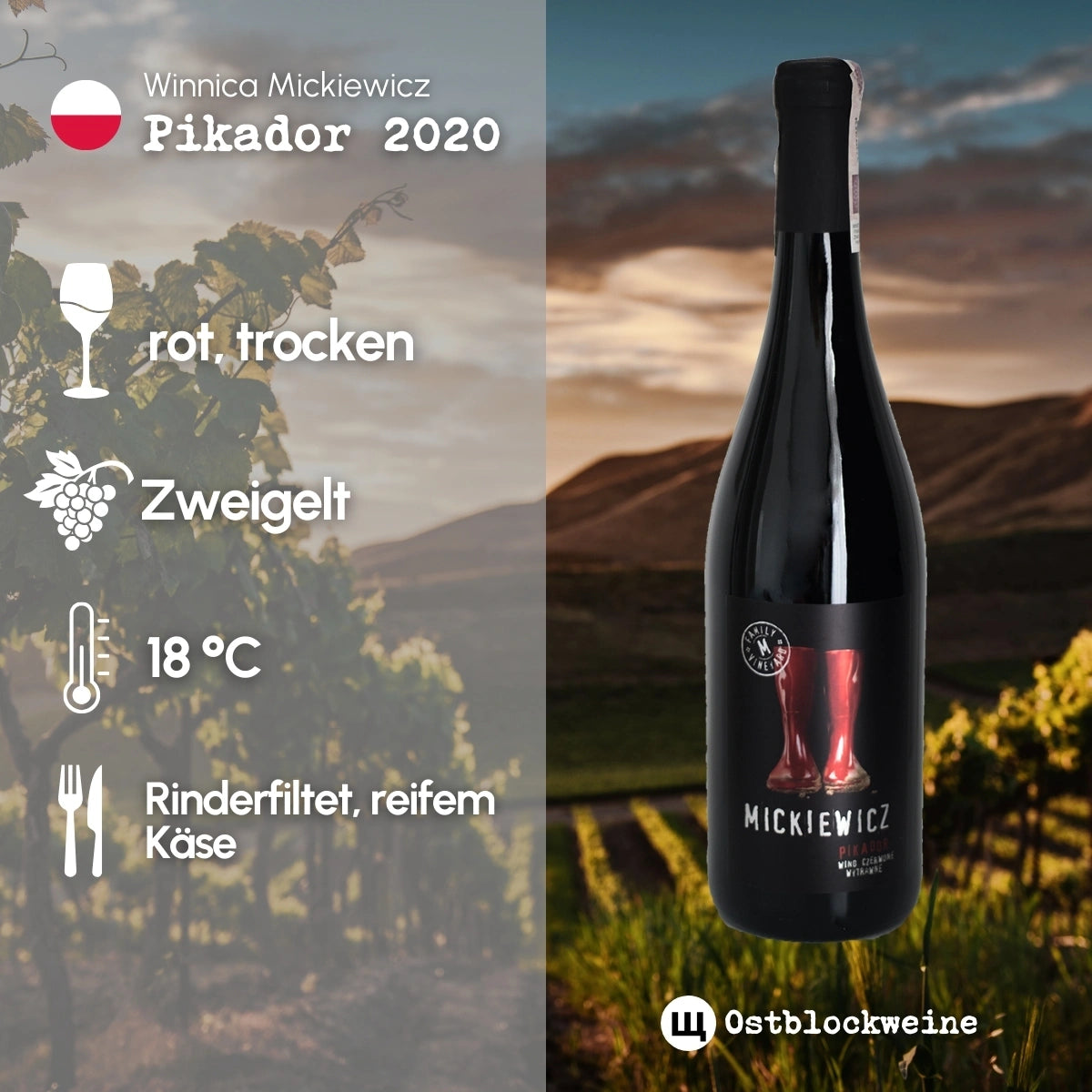 Pikador 2022 - Rotwein trocken aus Polen - Winnica Mickiewicz